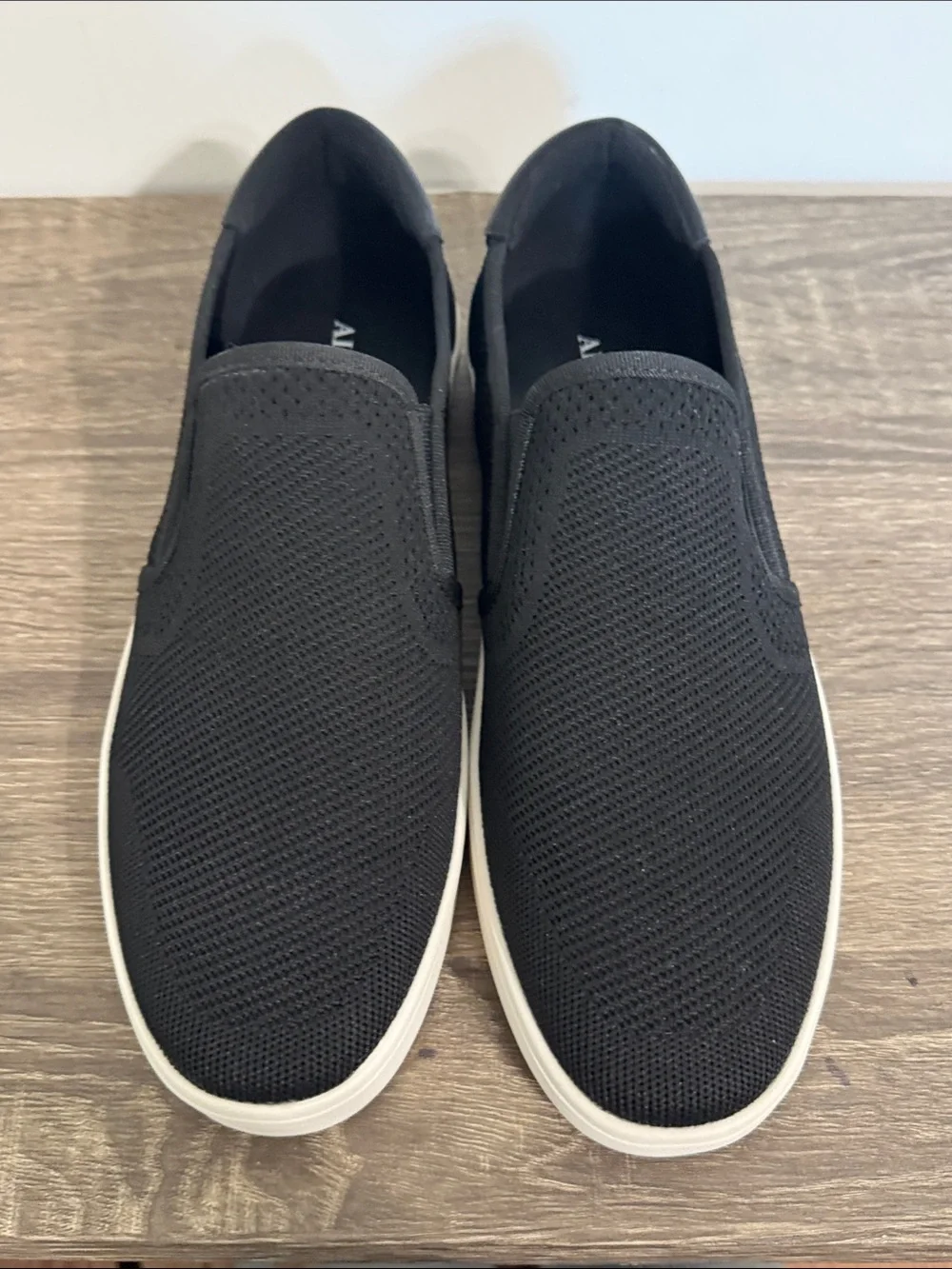 Alfani Black Slip-On Knit Loafers with White Sole